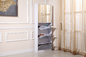White Wood Large Capacity Shoe Cabinet With Full Length Mirror For Apartment